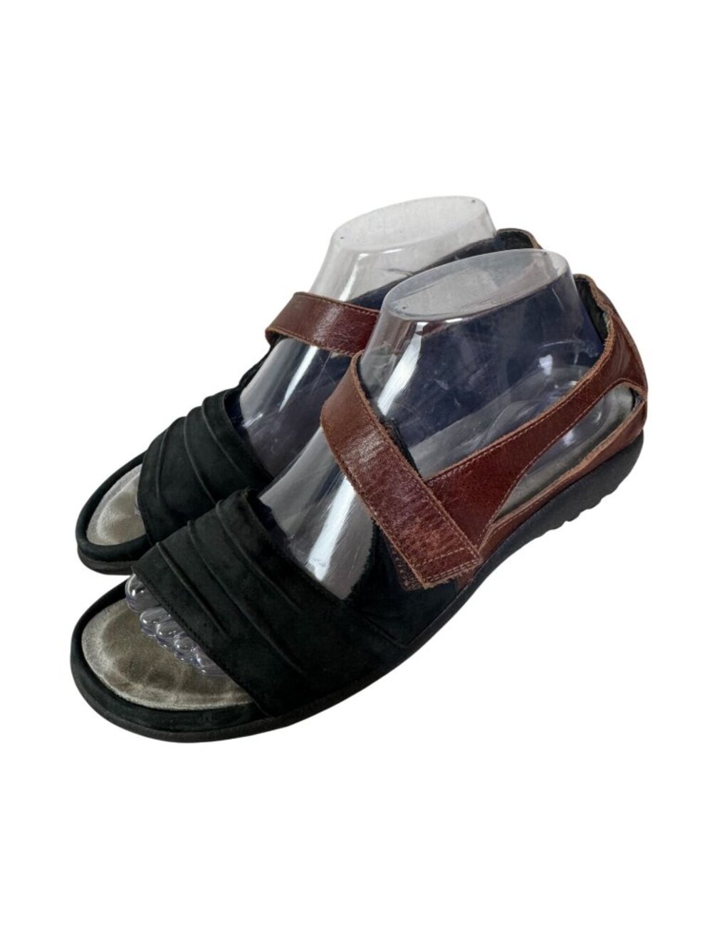 Naot Womens Black Brown Leather Open-Toe Sandals Size 8-8.5 39 EU Comfort